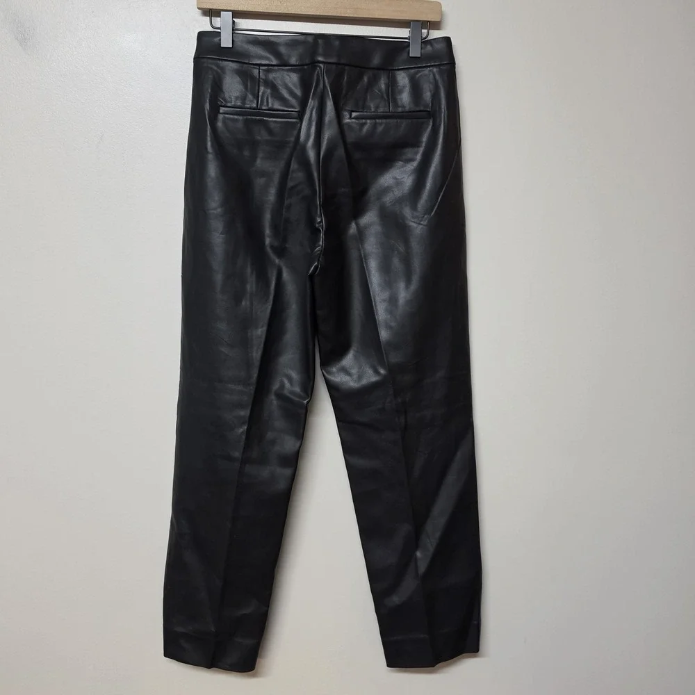 J.Crew Kate Straight Leg Faux Leather Pants Black Sz 6 Stretch BU141 $148 Vegan